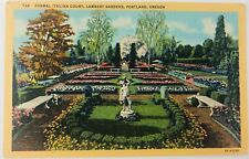 Vintage Portland Oregon OR Lambert Gardens Italian Court Linen Postcard picture
