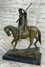Signed Dark Patina Bronze Arabian Turkish Arabic Warrior Sculpture Statue Sale picture