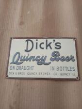 PORCELIAN QUINCY BEER  ENAMEL SIGN SIZE 8X5 INCHES picture