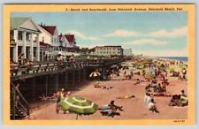 1940-50's REHOBOTH BEACH DE BOARDWALK HOTELS PEOPLE FROM REHO AVENUE POSTCARD picture