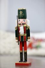 15 inches Handmade Christmas Nutcracker Traditional Decoration Soldier in Green picture
