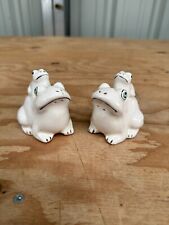 Vintage White Frog Salt and Pepper Shaker Set Pair Mid Century 1960s Ceramic picture