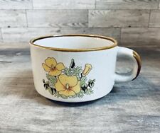 Vintage 1980s Stoneware Soup Mug with Yellow Pansies  picture