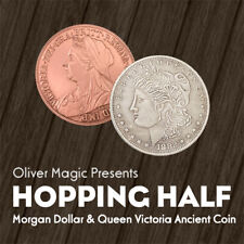 Hopping Half Morgan Dollar and Queen Victoria Ancient Coin Close up Magic Tricks picture
