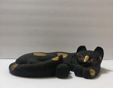 Balinese Wood Carving Black Cat With Gold Spots LARGE 14