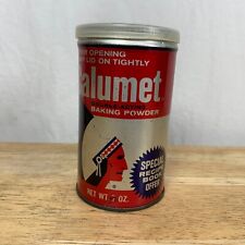Vintage 1977 Calumet Baking Powder Tin Can 7 oz Metal Canister w/ Lid picture