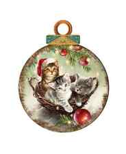 Designocracy L80002 Christmas Kittens Wooden Christmas Ornament Set of 2 picture