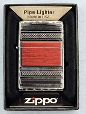 Steel & Wood Pipe Zippo Lighter 28676 NEW High Polish Chrome picture