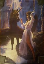 Original Vintage Greg Hildebrandt 1985 Encounter Poster Woman And Black Unicorn picture