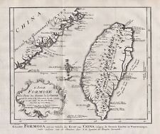 Taiwan Formosa Island Carte Card Map Engraving Schley Bellin 1763 picture