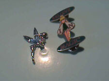 NWOT SILVERTONE TINKERBELL CHARM WITH BLUE STONE WINGS  & TAC PIN picture