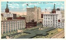 Vintage Postcard Bird's-Eye View Northeast From Plankinton Arcade Milwaukee WI picture