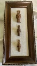 Vintage African Mini Wood Carved Faces Framed Tribal Wall Art picture
