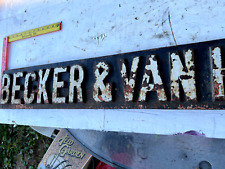 Vintage Becker & Van Hullen Embossed Cast Iron Metal Industrial Steampunk Sign picture