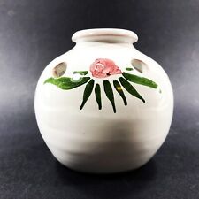 Made In France Ceramic Pottery Flower Frog White Pink Green Floral Flowers  picture