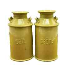 VTG Salt Pepper Shakers Golden Yellow Vintage Aluminum Milk Can 1980s Farmhouse picture