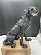 Resin Sitting Black Dog Labrador Dane Figurine Quirky Cartoon Rag Look Dog Puppy picture