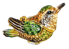 Chirping Hummingbird Pewter Bejeweled Hinged Miniature Trinket Box  Kingspoint  picture