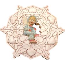 Vintage Baby Angel Ornate Snowflake Hearts Christmas Ornament 6
