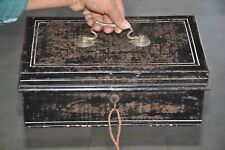 Vintage Chubb's Patent Mark Solid Black Litho Iron Safe Box,London picture