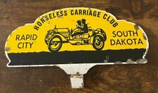 Horseless Carriage Club Booster License Plate Topper Rapid City SD PORCELAIN picture