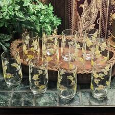 Set of 11 Boho Retro 70s Libbey Yellow White Daisy Flower Small Drinking Glasses picture