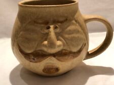 Vintage Handlebar Mustache Face Mug Pottery Craft USA  1970's 3D Figural Cup picture