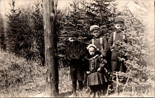RPPC 4 Children in the woods suspenders Caps Cyko 1904-1920s? picture