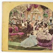 Victorian Parlor Dance Party Stereoview c1855 Tinted Piano Music Ladies A2373 picture