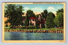 Stow NY-New York, Residence On Chautauqua Lake, Antique, Vintage c1947 Postcard picture