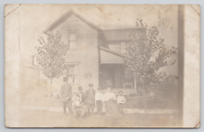 RPPC Family in Front of House c1905 Real Photo Postcard picture