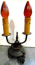 Unique Rare Vintage All  Cast Metal Vintage Lamp w Two Bulbs picture