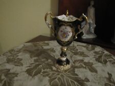 Large Antique Coalport Raised Gold Gilt & Cobalt Small Flowers Chalice Cup c1900 picture