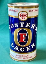 Foster's Lager Pull Tab Beer Can 25 oz. Large Seam Top Opened Roselyn Heights NY picture