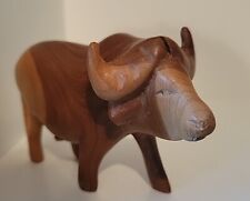 African Buffalo Besmo Wooden Sculpture Kenya Vintage Hand Carved  picture