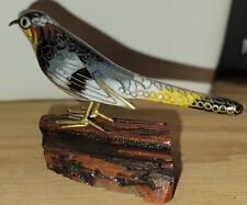 Cloisonne Bird Figurine Collectible Gold Metal Feet Beak Vintage Chinese Enamel picture