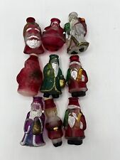 Set 9 Vintage Old World Christmas Glass Santa Claus Light Covers picture