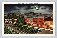 Tryon NC-North Carolina, Trade Street At Night, Antique, Vintage Postcard picture