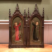 19th Century Wood Frame Gothic W/ Angelic St. Gabriel And Trumpet, Latin At Base picture