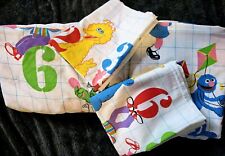 Vintage 80s Stevens Sesame Street Muppets Characters Numbers Twin Sheet Set picture
