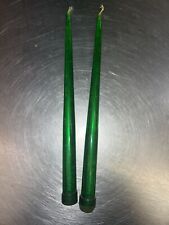 2 Rare Vintage Solid GREEN Lucite Candles 11.5” Decorative Use. picture