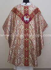 Metallic Red Agnus Dei vestment, stole & mass set ,Gothic chasuble,casula,casel picture