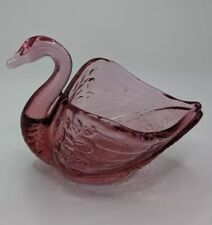 Fenton Glass Swan Dusty Rose Pink Open Bowl Dish picture