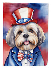 Lhasa Apso Patriotic American Flag Canvas House Size DAC5754CHF picture