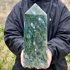 6.2LB Natural green moss agate quartz obelisk crystal aura healing picture