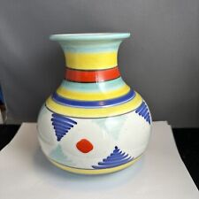 Vintage 1970s ITALY Majolica Vase Multicolor MODERN Geometrics picture