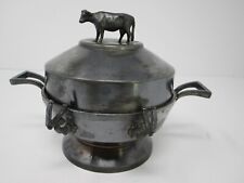 Antique Middletown Plate Co Quadrupled Plated Cow Lid Insert Butter Dish #141 picture