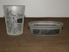VINTAGE 1994 BUGS BUNNY'S DENTAL HYGIENE TIPS GLASS CUP & ROUTINE SOAP DISH picture