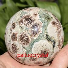 70mm Natural Green cherry blossom Ball Quartz Crystal Sphere Reiki Healing 465g picture