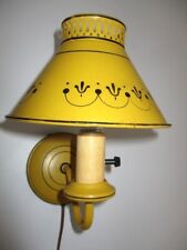 Vintage Colonial Golden Mustard Yellow Tole Metal Pin Up Wall Sconce Lamp Light picture